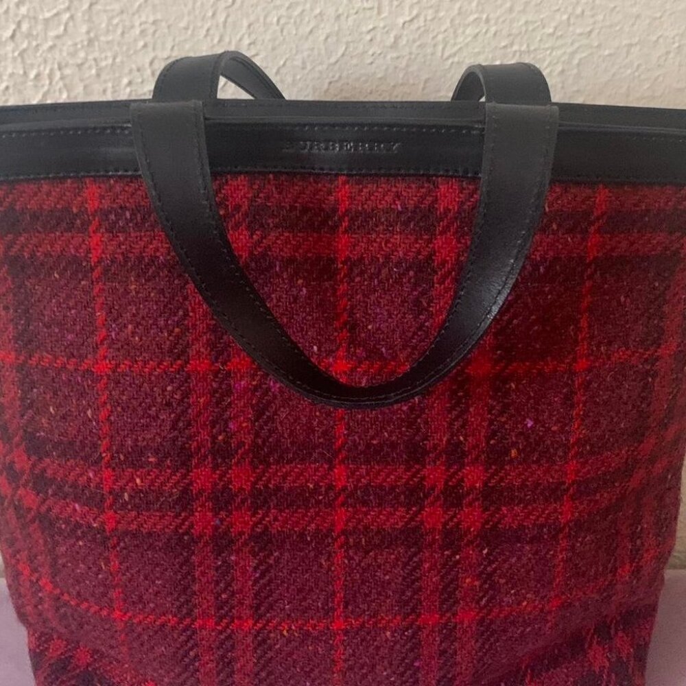 Burberry plaid wool handbag